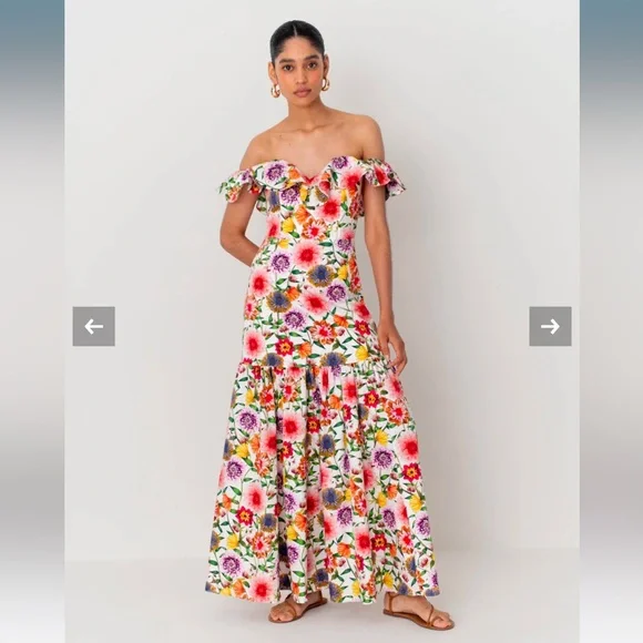 Borgo de Nor Dresses | Borgo de Norjazella Cotton Maxi Dress in Summer Garden Pink. UK 8 or US 4 | Color: Pink | Size: 4 | Ellibeasley's Closet